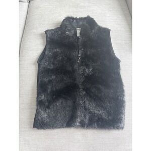 KiKiT Maurice Sasson Faux Fur Knit Vest Black Sleeveless Jacket‎ S